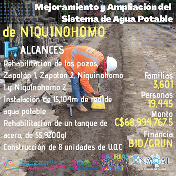 enacal-avanza sistema-de-agua-potable-niquinohomo